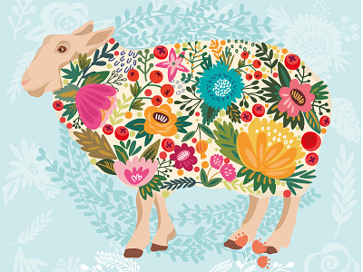Sheep bright color flat flower marushabelle sheep stars