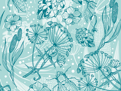 snowy flowers flower marushabelle plants seamless pattern vector winter