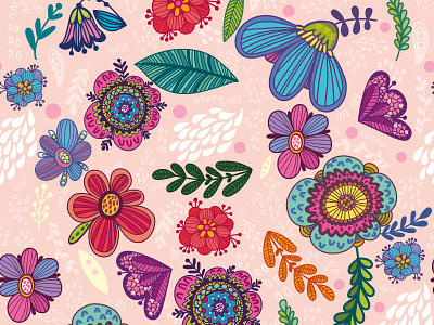 Floral pink pattern diamonds floral marushabelle seamless pattern summer vector