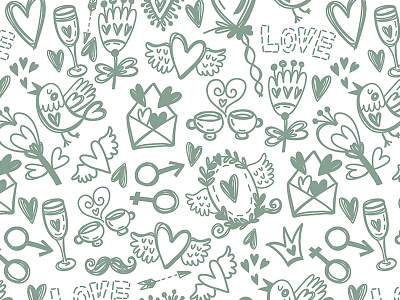 Love Pattern hand drawn love marushabelle sketch