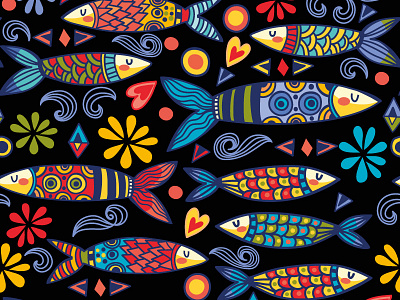 Portugal Black banners black fish marushabelle pattern