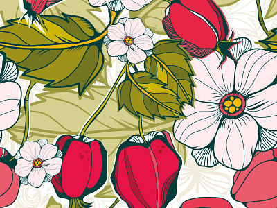 Spring blossom pattern bright flower flowermmer marushabelle seamless pattern summer