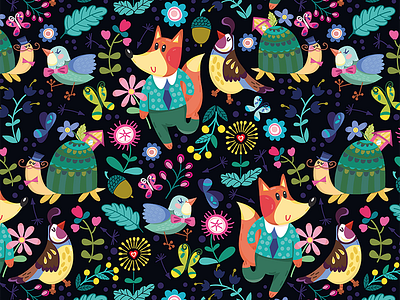 Foxy forest pattern