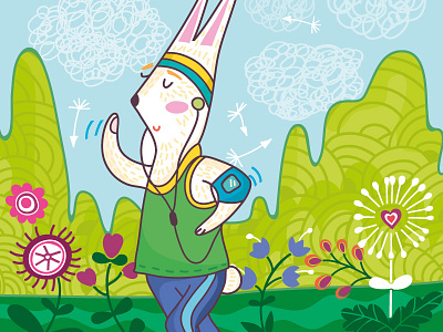 Run Bunny Sunny bright flowers bunny marushabelle run