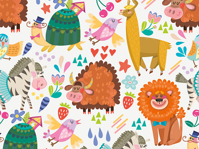 Animals party pattern animals kids lovely marushabelle party