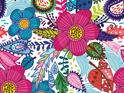 Portuguese Bright Floral Pattern botanical floral illustration marushabelle pattern