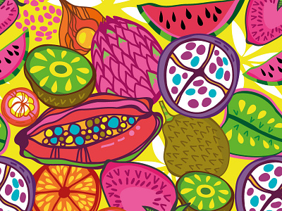 Juicy Fruits bright fruits illustration marushabelle pattern summer