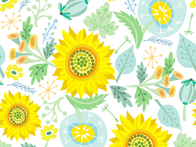 Sunflower Pattern bright faces marushabelle summer sunflower