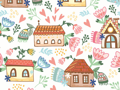 Home Sweet Home pattern bright flowers home marushabelle pattern summer