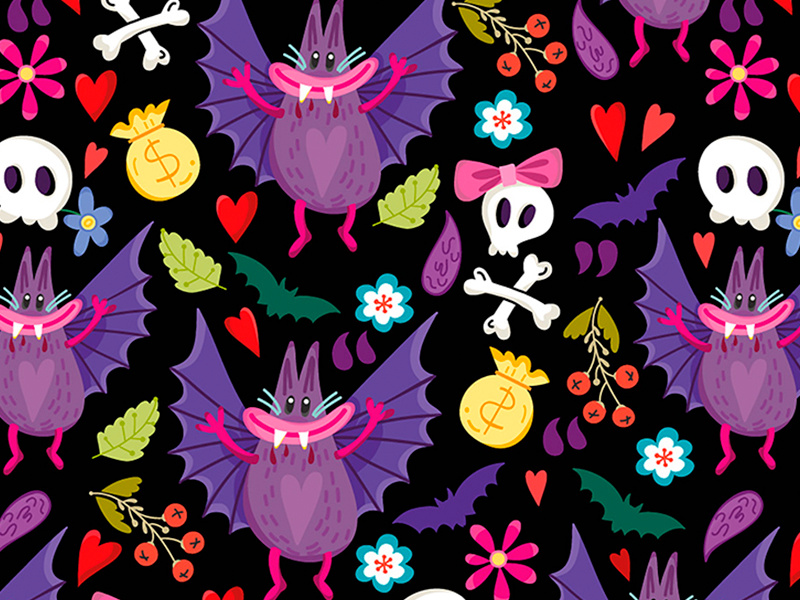 Vampire Bat Pattern by Marusha Belle on Dribbble