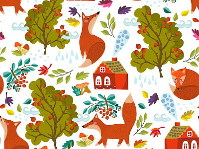 Foxy pattern autumn fox marushabelle pattern