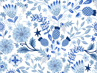 Azuleijo Blue Pattern blue flowers marushabelle pattern