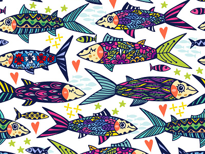 Sardines disco fishes marushabelle pattern sardines