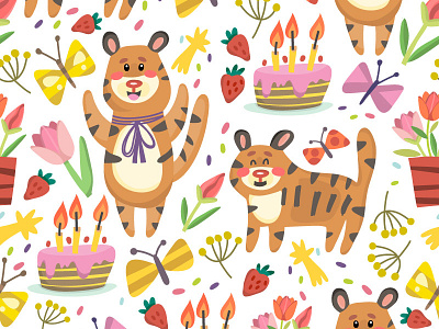 Tiger Bithday Pattern