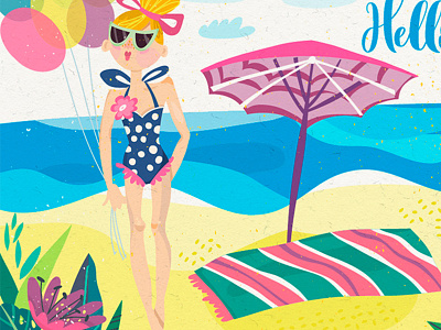 Summer girl beach flowers girl marushabelle pattern summer tropical