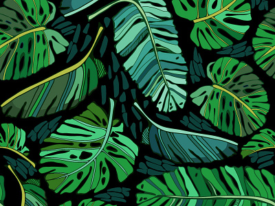 Tropical leaves batanic floral leaves marushabelle pattern tropical