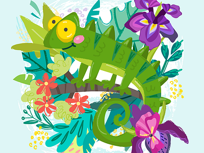 Charming Chameleon chameleon character happy marushabelle spring tropical