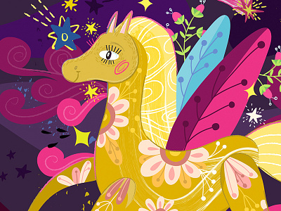Flying horse bright character fairytale horse marushabelle vector