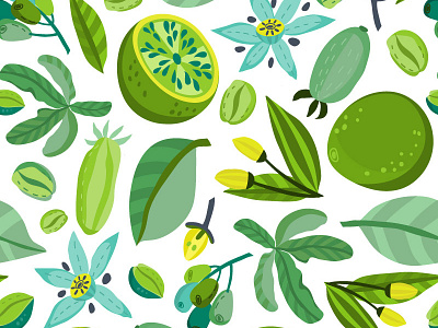 Green Pattern berries magic marushabelle pattern vector
