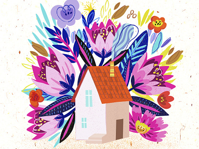 Home Sweet Home flowers home illustration marushabelle vector