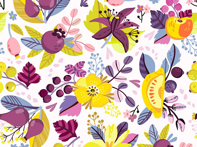 Pattern Floral Mustard fruits illustration marushabelle pattern vector