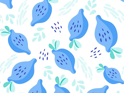 Blue lemons pattern blue doodle flat lemon marushabelle pattern trendy