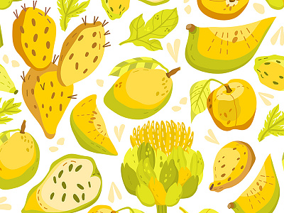 Glow pattern. fresh fruity marushabelle pattern superfood yellow