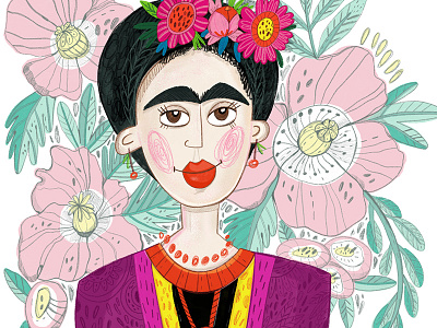 Frida character floral flower frida illustration marushabelle poppy