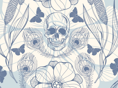 Floral vector pattern/skull&flowers