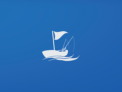 Fishing Boat boat fishing flag logo rod sea