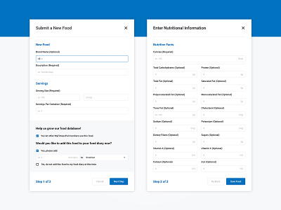 MyFitnessPal - Submit New Food - Modal