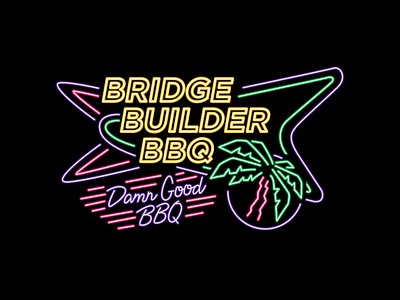 Builder Neon apparel barbecue branding design food graphic illustration shirt tee typography vector