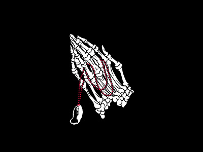 Praying For Luck apparel beads foot hands illustration luck pray rabbit skeleton tee