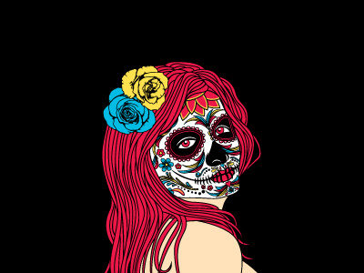 Inocente apparel day of the dead face girl illustration painted rose shirt tee women