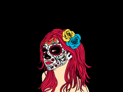 Angelito apparel day of the dead face girl illustration painted rose shirt tee women