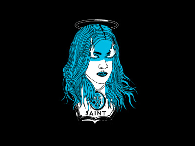 Saint blue fire good graphic illustration saint shirt tee woman