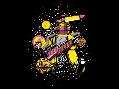 Space Jam - Rhythm apparel black design graphic illustration jam music planets rocket shirt space tee