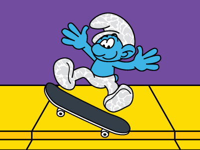 Skatey Smurf art cartoon character drawing illustration pop pop art skate skateboarding skating smurfs vector