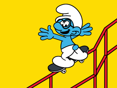 Fifty Smurf art cartoon character drawing illustration pop pop art skate skateboarding skating smurfs vector