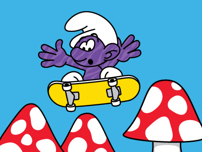 Gappy Smurf art cartoon character drawing illustration pop pop art skate skateboarding skating smurfs vector