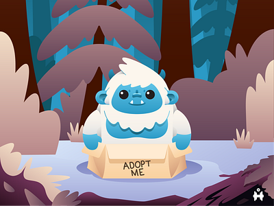 Cute Yeti Abandoned in Forest 2d cute illustration flat illustration illustration yeti