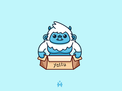 Cute Yeti in a box Illustration 2d childrens book childrens illustration flat illustration illustration yeti