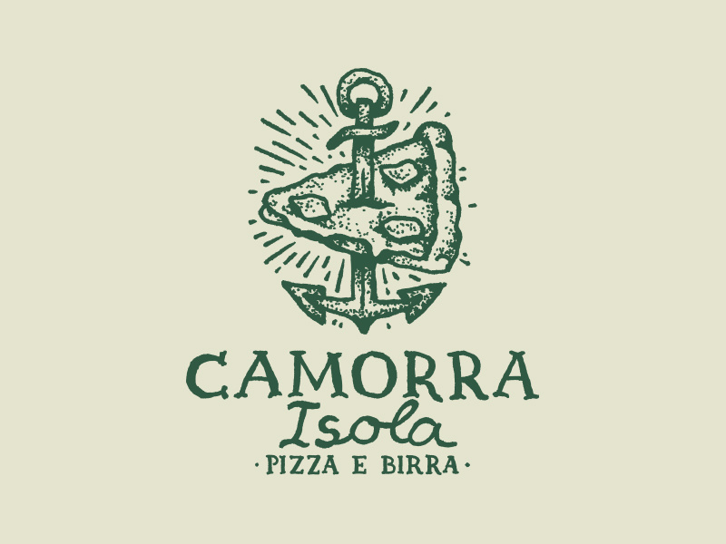 Camorra Isola isola tattoo pizzeria pizza mafia logo knife dotwork camorra birra beer