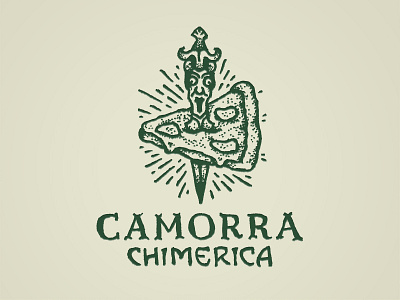 Camorra Chimerica art nouveau beer camorra chimera dotwork gargoyle knife logo mafia pizza tattoo