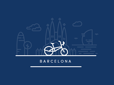 Barcelona city barcelona barna bcn bike city icons illustration sagrada familia spain