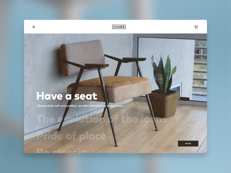 Daily UI 003 - Landing animation chairs ecommerce furniture interaction design landing ui ux web