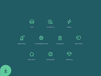 Basic Sector Icons Free basic energy food free freebie healthcare icon line sectors tech