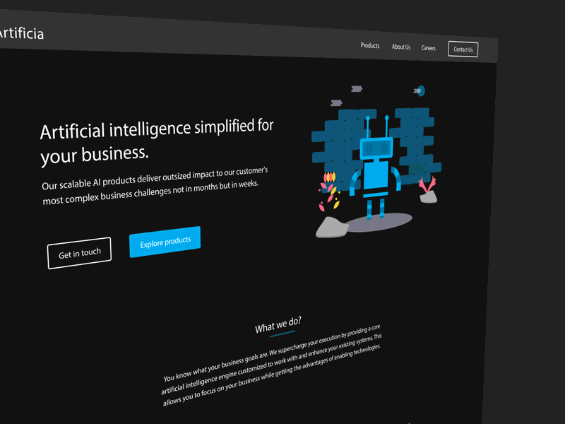 Website redesign for AI company - Dark mode