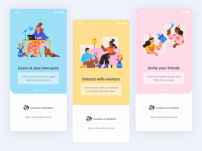 Onboarding concept for an e-learning app