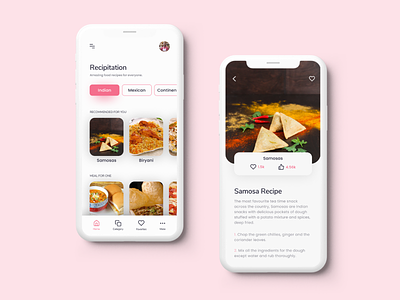 Food recipe app app design branding dailyui figma food interface minimal ui uidesign ux uxdesign